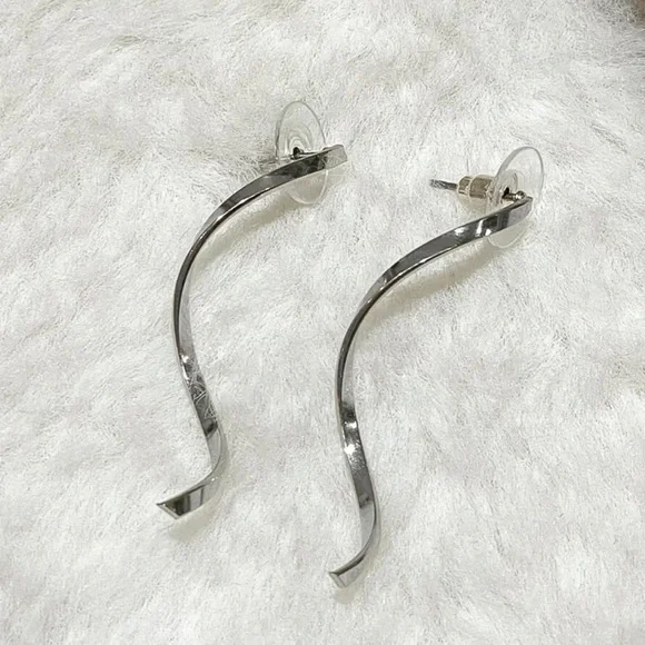 Any 2/$20! Silver Drop Swirl Stud Earrings - Picture 3 of 8